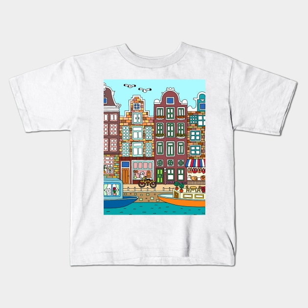 Amsterdam Kids T-Shirt by lamaisondulapino